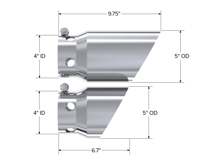 MBRP Exhaust - MBRP EXHAUST 4IN. INLET 5IN. TIP COVER SET-6 IN. AND 9 IN. IN LENGTH T304 STAINLESS STEEL. - T5111 - Image 2