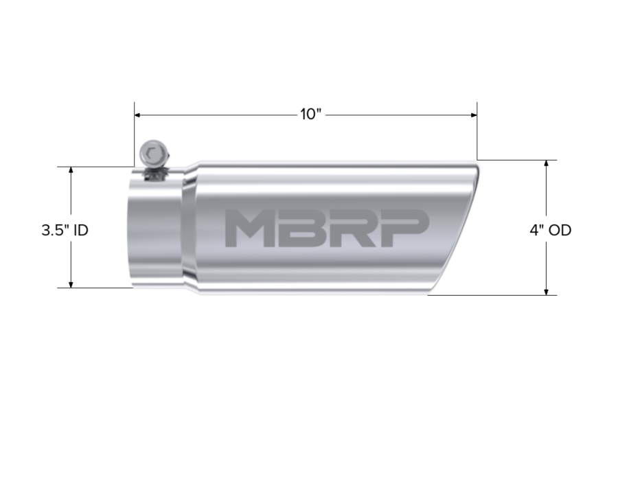 MBRP Exhaust - MBRP EXHAUST TIP 4IN. O.D. ANGLED ROLLED END 3IN. INLET 10IN. LENGTH T304 STAINLESS STEEL.. - T5112 - Image 2