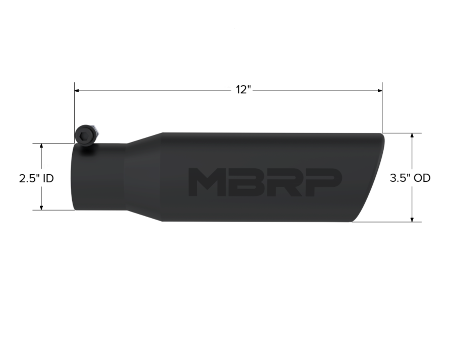 MBRP Exhaust - MBRP EXHAUST TIP 3IN. O.D. ANGLED ROLLED END 2IN. INLET 12IN. LENGTH-BLACK COATED. - T5113BLK - Image 2