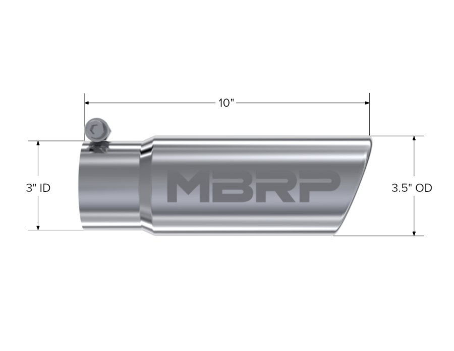 MBRP Exhaust - MBRP EXHAUST TIP 3IN. O.D. ANGLED ROLLED END 3IN. INLET 10IN. LENGTH T304 STAINLESS STEEL. - T5115 - Image 2