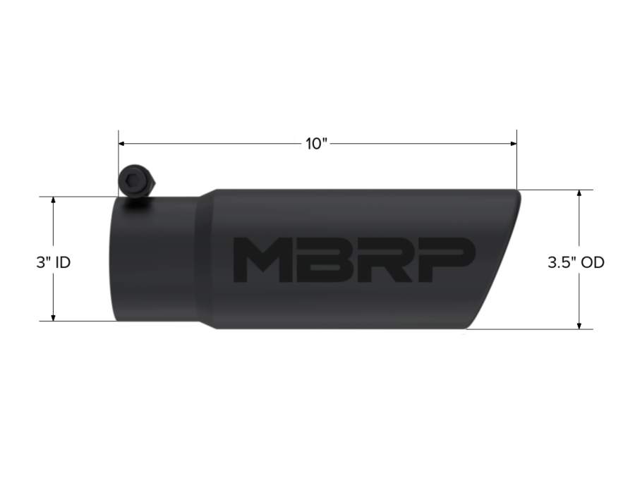 MBRP Exhaust - MBRP EXHAUST TIP 3IN. O.D. ANGLED ROLLED END 3IN. I.D. INLET 10IN. LENGTH BLACK COATED. - T5115BLK - Image 2