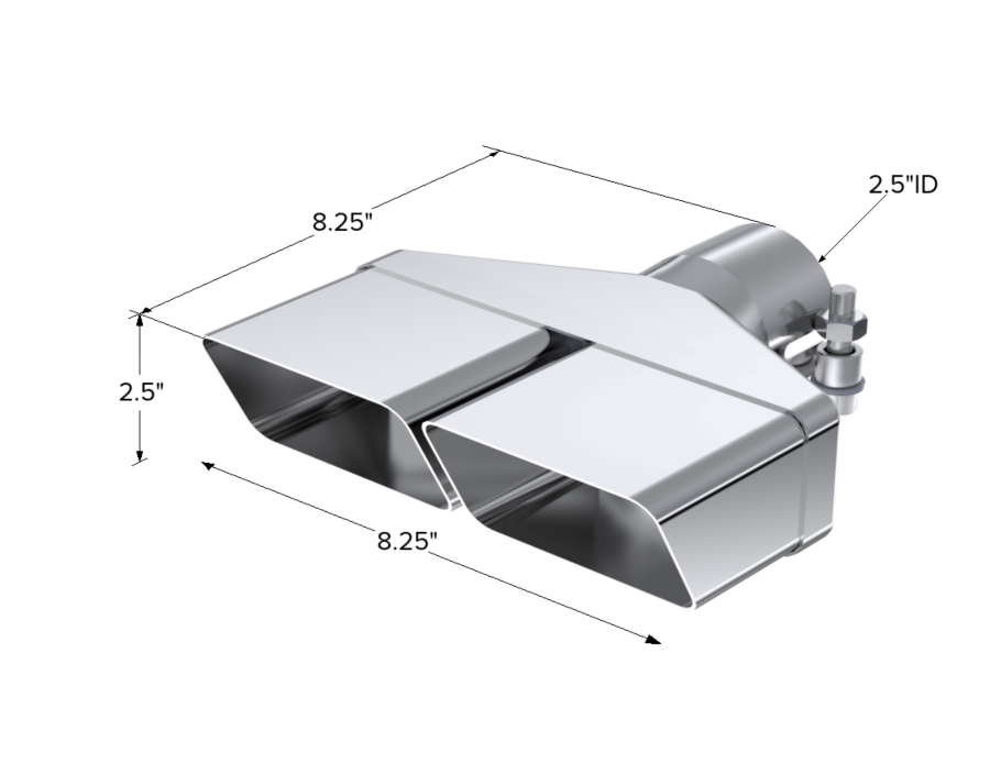 MBRP Exhaust - MBRP EXHAUST 8IN X 2 1/2IN ID RECTANGLE 2 1/2IN INLET, 8 1/4IN LENGTH T304 STAINLESS STEEL. - T5118 - Image 2