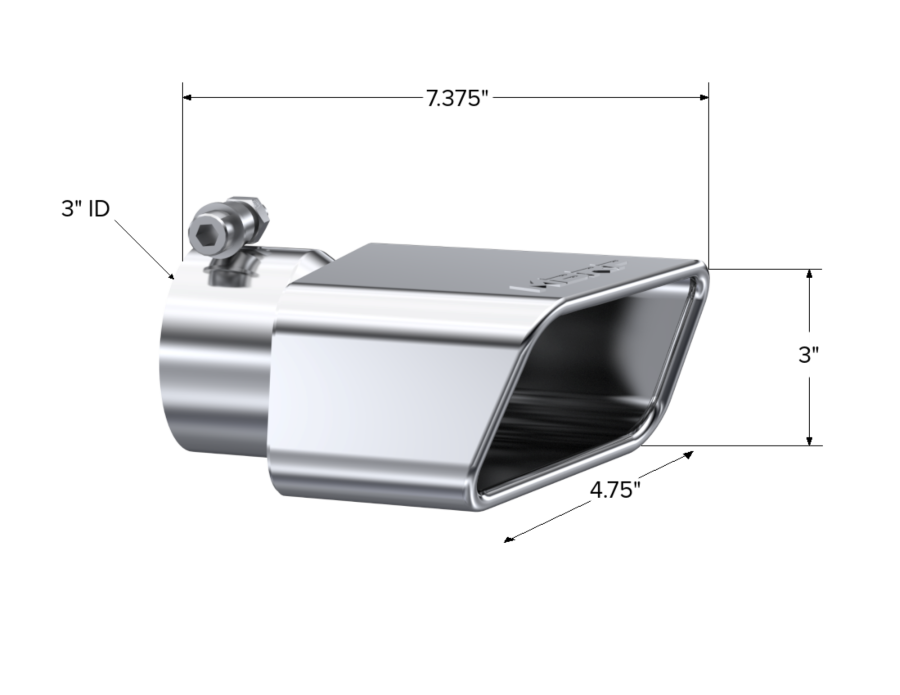 MBRP Exhaust - MBRP EXHAUST RECTANGLE ANGLED CUT 3IN. O.D. INLET DRIVER SIDE 7 IN. LENGTH T304 STAINLESS STEEL. TIP 4IN. X 2 IN. ID - T5119 - Image 2