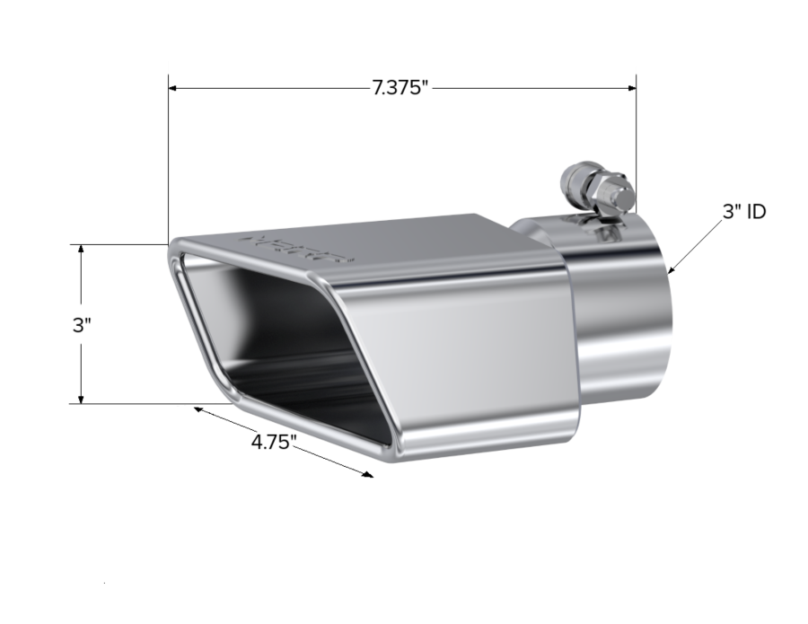 MBRP Exhaust - MBRP EXHAUST TIP 4IN. X 2 IN. ID RECTANGLE ANGLED CUT 3IN. O.D. INLET PASSENGER SIDE 7 IN. LENGTH T304. - T5120 - Image 2