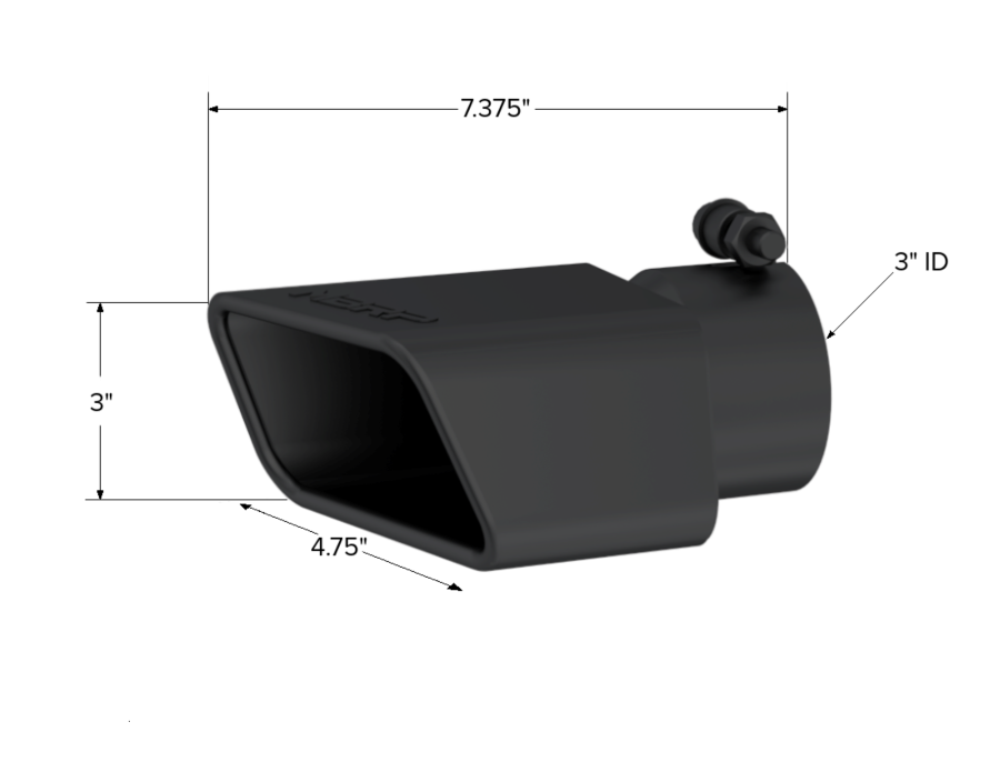 MBRP Exhaust - MBRP EXHAUST TIP 4 IN. X 3IN. RECTANGLE ANGLED CUT 3IN. O.D. INLET PASS. SIDE 7 IN. LENGTH BLACK. - T5120BLK - Image 2