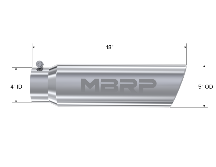 MBRP Exhaust - MBRP EXHAUST TIP 5IN. O.D. ANGLED ROLLED END 4IN. INLET 18IN. IN LENGTH T304. - T5124 - Image 2