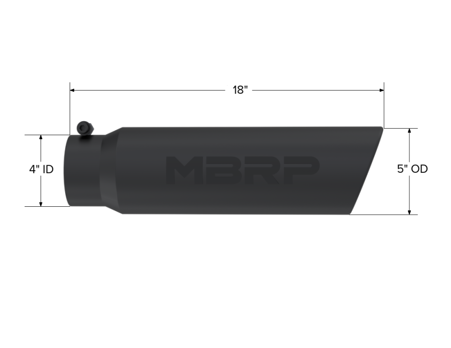 MBRP Exhaust - MBRP EXHAUST TIP 5IN. O.D. ANGLED ROLLED END 4IN. INLET 18IN. IN LENGTH BLACK COATED. - T5124BLK - Image 2