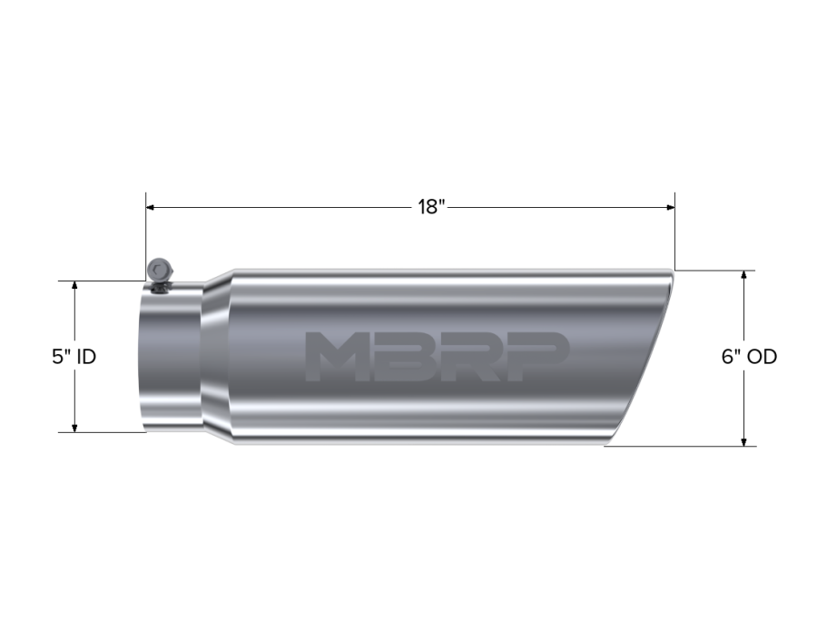 MBRP Exhaust - MBRP EXHAUST TIP 6IN. O.D. ANGLED ROLLED END 5IN. INLET 18IN. IN LENGTH T304 STAINLESS STEEL. - T5125 - Image 2