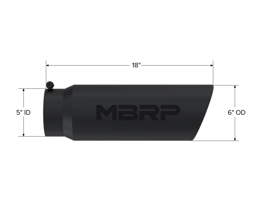 MBRP Exhaust - MBRP EXHAUST TIP 6IN. O.D. ANGLED ROLLED END 5IN. INLET 18IN. IN LENGTH BLACK COATED. - T5125BLK - Image 2