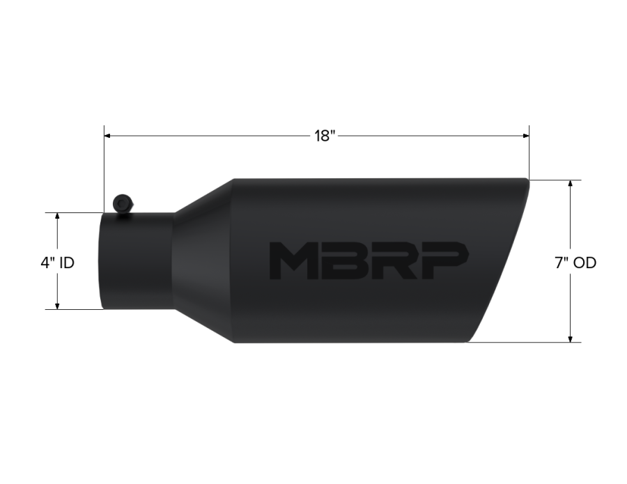 MBRP Exhaust - MBRP EXHAUST TIP 7IN. O.D. ROLLED END 4IN. INLET 18IN. IN LENGTH BLACK. - T5126BLK - Image 2