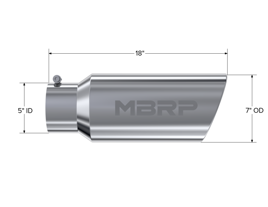 MBRP Exhaust - MBRP EXHAUST TIP 7IN. O.D. ROLLED END 5IN. INLET 18IN. IN LENGTH T304 STAINLESS. - T5127 - Image 2