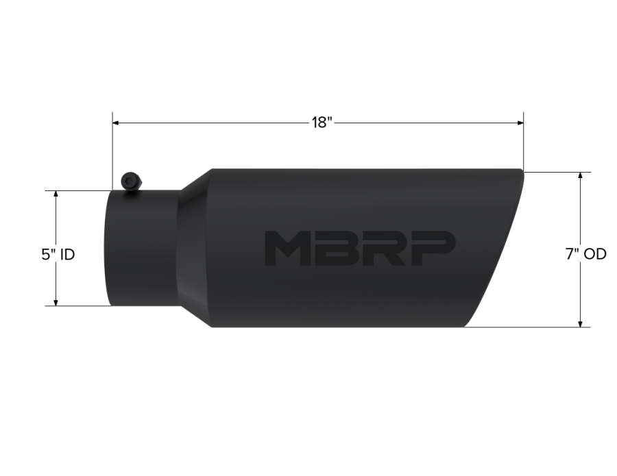 MBRP Exhaust - MBRP EXHAUST TIP 7IN. O.D. ROLLED END 5IN. INLET 18IN. IN LENGTH BLACK COATED. - T5127BLK - Image 2