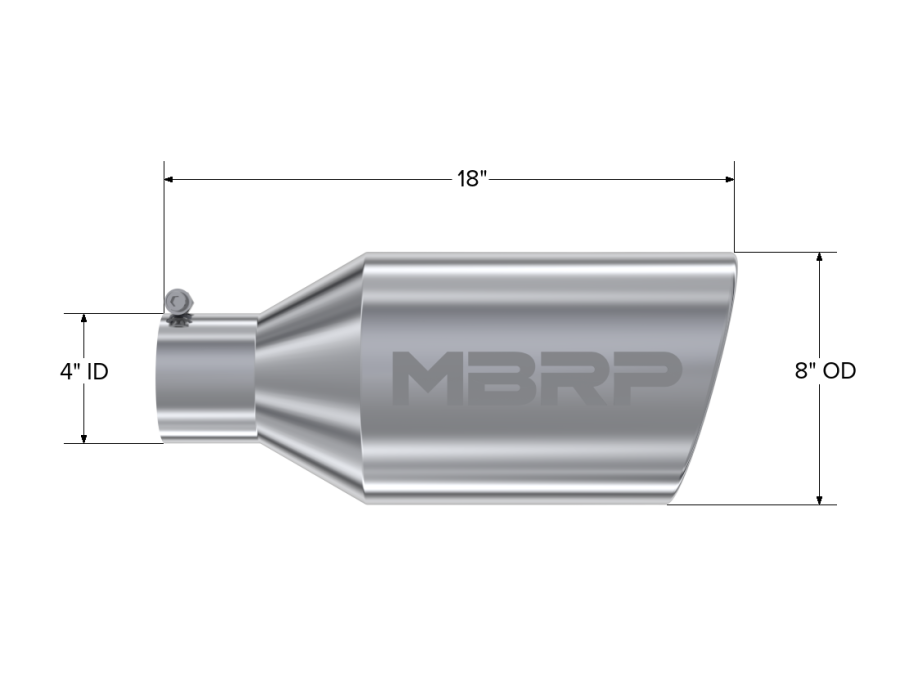 MBRP Exhaust - MBRP EXHAUST TIP 8IN. O.D. ROLLED END 4IN. INLET 18IN. IN LENGTH T304 STAINLESS STEEL. - T5128 - Image 2