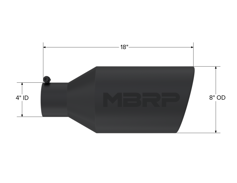 MBRP Exhaust - MBRP EXHAUST TIP 8IN. O.D. ROLLED END 4IN. INLET 18IN. IN LENGTH BLACK COATED. - T5128BLK - Image 2