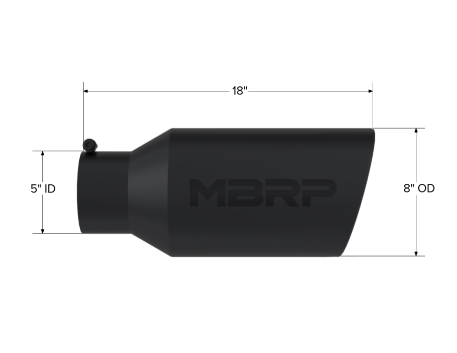 MBRP Exhaust - MBRP EXHAUST TIP 8IN. O.D. ROLLED END 5IN. INLET 18IN. IN LENGTH BLACK COATED. - T5129BLK - Image 2