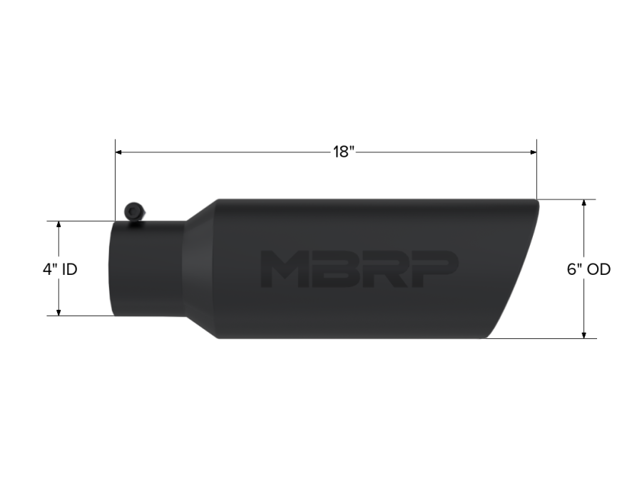 MBRP Exhaust - MBRP EXHAUST TIP 6IN. O.D. ROLLED END 4IN. INLET 18IN. IN LENGTH BLACK COATED. - T5130BLK - Image 2