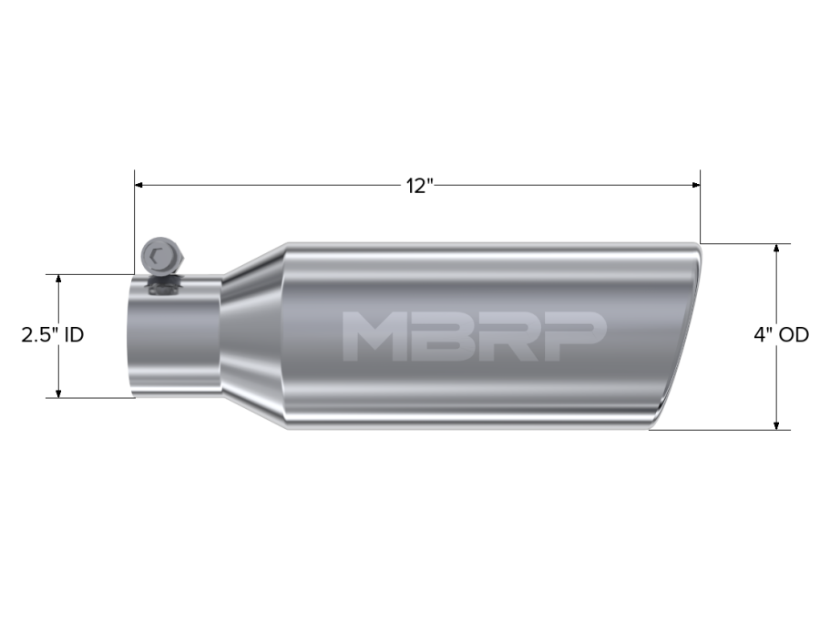 MBRP Exhaust - MBRP EXHAUST 4IN. OD 2.5IN. INLET 12IN. IN LENGTH ANGLED CUT ROLLED END T304 STAINLESS STEEL. - T5150 - Image 2