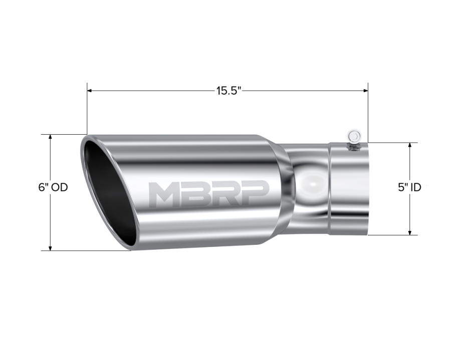 MBRP Exhaust - MBRP EXHAUST TIP 6IN OD 5IN INLET 15.5IN LENGTH 30Ã‚Â° BEND T304 STAINLESS STEEL. - T5154 - Image 2