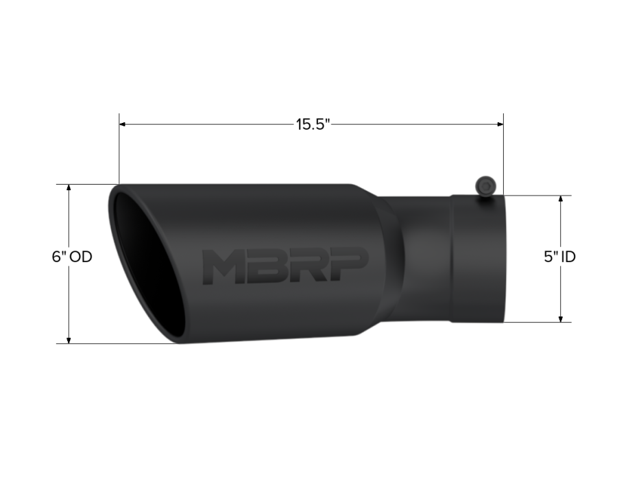 MBRP Exhaust - MBRP EXHAUST TIP 6IN OD 5IN INLET 15.5IN LENGTH 30Ã‚Â° BEND BLACK-COATED STAINLESS STEEL. - T5154BLK - Image 2