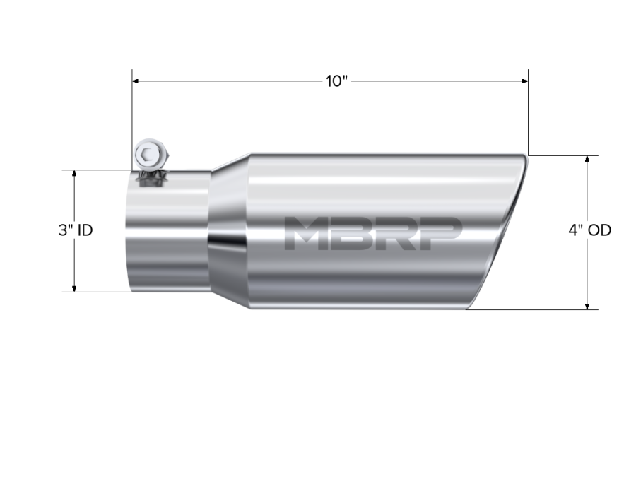 MBRP Exhaust - MBRP EXHAUST TIP 4IN OD 3IN INLET 10IN LENGTH ROLLED END SINGLE WALL T304 STAINLESS STEEL. - T5155 - Image 2