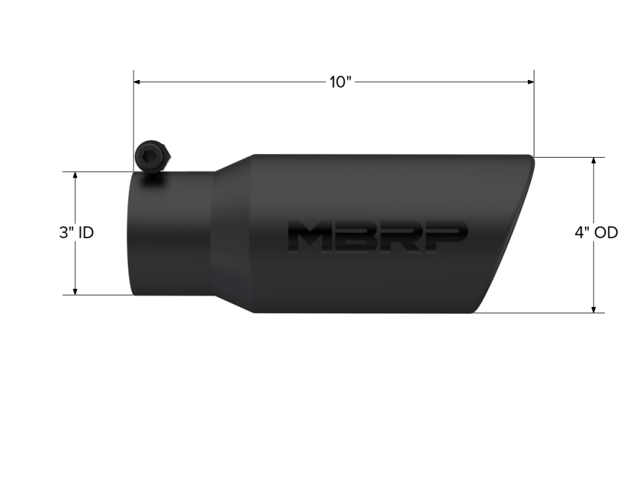 MBRP Exhaust - MBRP EXHAUST TIP 4IN. O.D. ANGLED ROLLED END 3IN. INLET 10IN. LENGTH BLACK COATED. - T5155BLK - Image 2