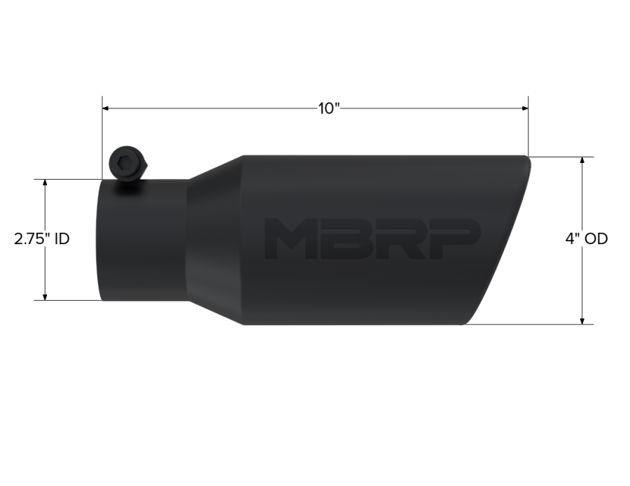 MBRP Exhaust - MBRP EXHAUST TIP 4IN. O.D. ANGLED ROLLED END 2 3/4IN. INLET 10IN. LENGTH BLACK. - T5157BLK - Image 2