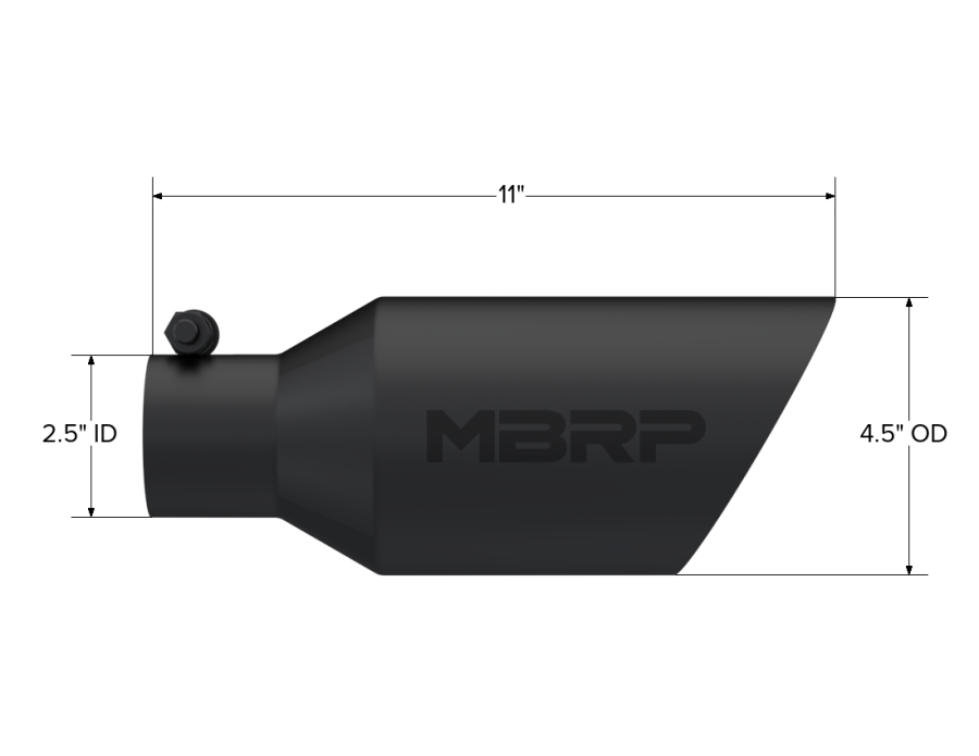 MBRP Exhaust - MBRP EXHAUST TIP 4 1/2IN. O.D. DW ANGLE ROLLED END 2 1/2IN. INLET 11IN. IN LENGTH BLACK COATED. - T5161BLK - Image 2