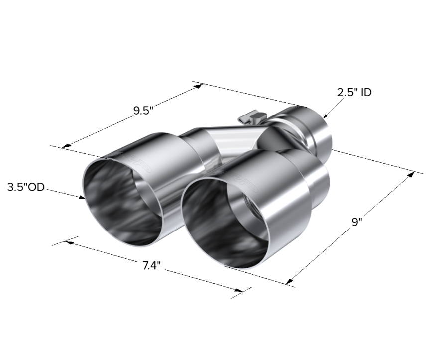 MBRP Exhaust - MBRP EXHAUST 2.5" ID, DUAL 3.5" OD OUT STAGGERED LEFT 9.5"/ RIGHT 9" LENGTH SINGLE WALL T304 STAINLESS STEEL. - T5170 - Image 3