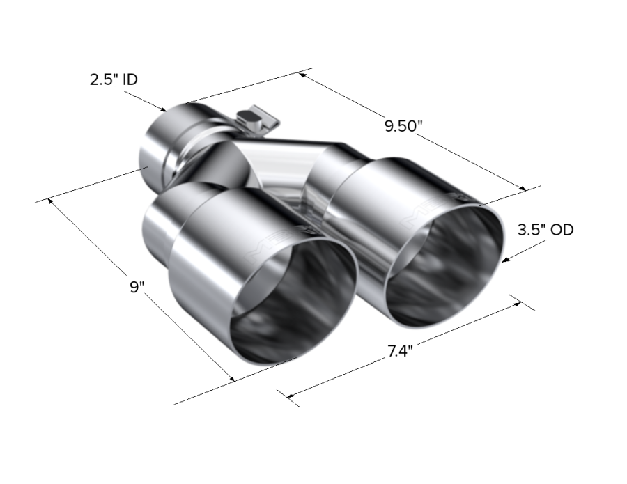 MBRP Exhaust - MBRP EXHAUST 2.5" ID, DUAL 3.5" OD OUT STAGGERED LEFT 9"/ RIGHT 9.5" LENGTH SINGLE WALL T304 STAINLESS STEEL. - T5171 - Image 3