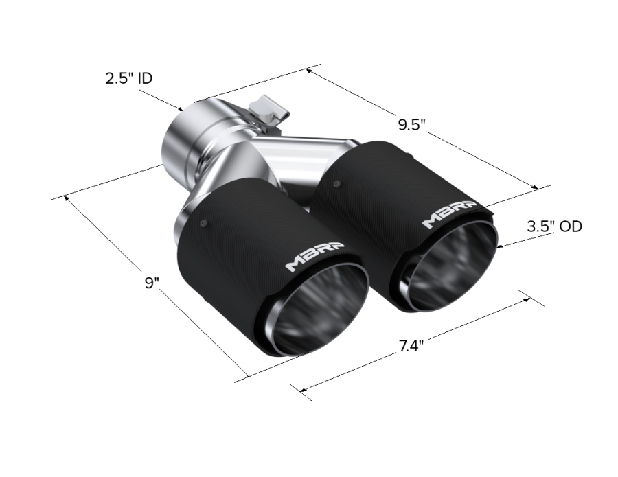 MBRP Exhaust - MBRP EXHAUST 2.5" ID, DUAL 3.5" OD OUT STAGGERED LEFT 8.95"/ RIGHT 9.45" LENGTH DUAL WALL T304 AND CARBON FIBER. - T5171CF - Image 3