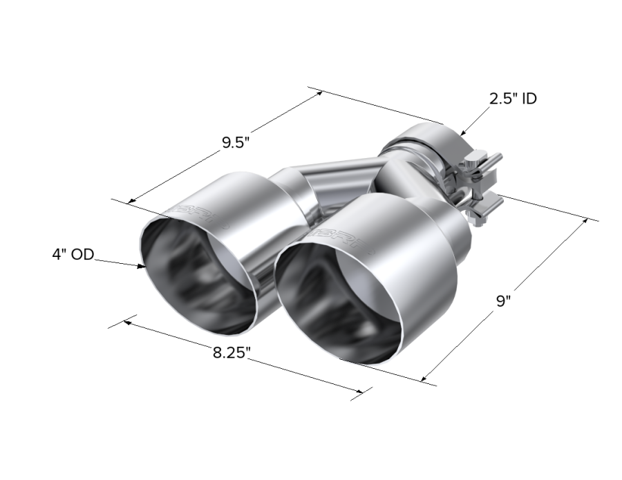 MBRP Exhaust - MBRP EXHAUST 2.5" ID, DUAL 4" OD OUT STAGGERED LEFT 9.55"/ RIGHT 9.05" LENGTH SINGLE WALL T304 STAINLESS STEEL. - T5177 - Image 3