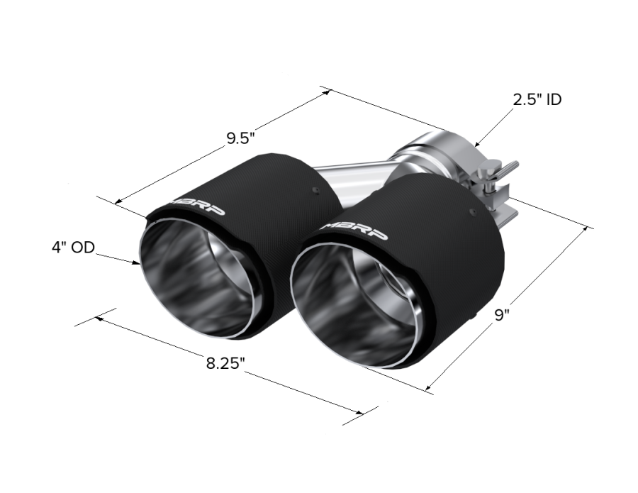 MBRP Exhaust - MBRP EXHAUST 2.5" ID, DUAL 4" OD OUT STAGGERED LEFT 9.50"/ RIGHT 9" LENGTH DUAL WALL T304 AND CARBON FIBER. - T5177CF - Image 3