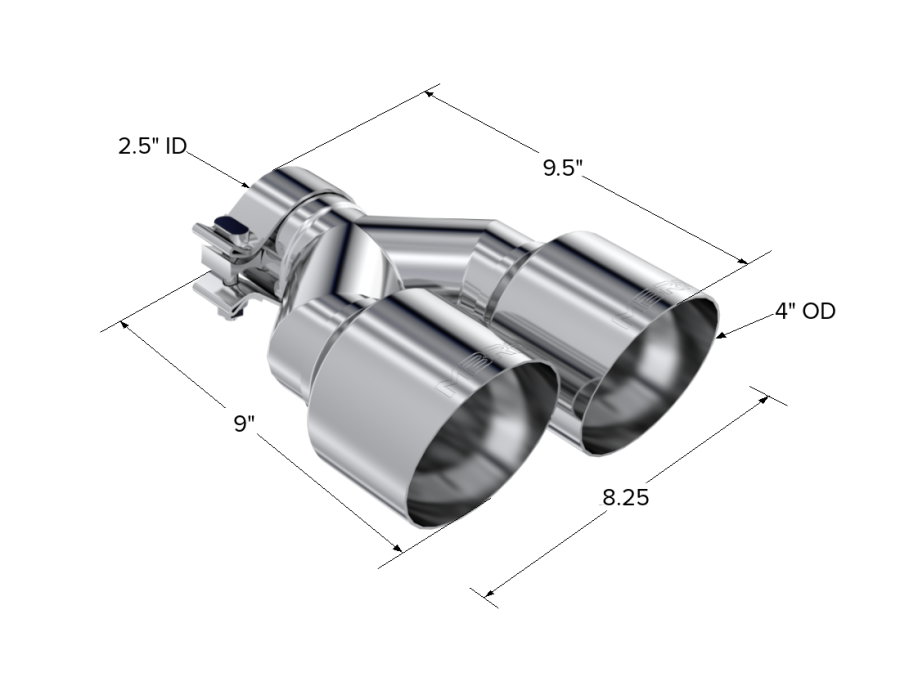 MBRP Exhaust - MBRP EXHAUST 2.5" ID, DUAL 4" OD OUT STAGGERED LEFT 9.05"/ RIGHT 9.55" LENGTH SINGLE WALL T304 STAINLESS STEEL. - T5178 - Image 3