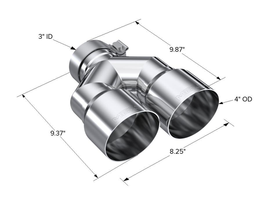 MBRP Exhaust - MBRP EXHAUST 3" ID, DUAL 4" OD OUT STAGGERED LEFT 9.37"/ RIGHT 9.87" LENGTH SINGLE WALL T304 STAINLESS STEEL. - T5183 - Image 2