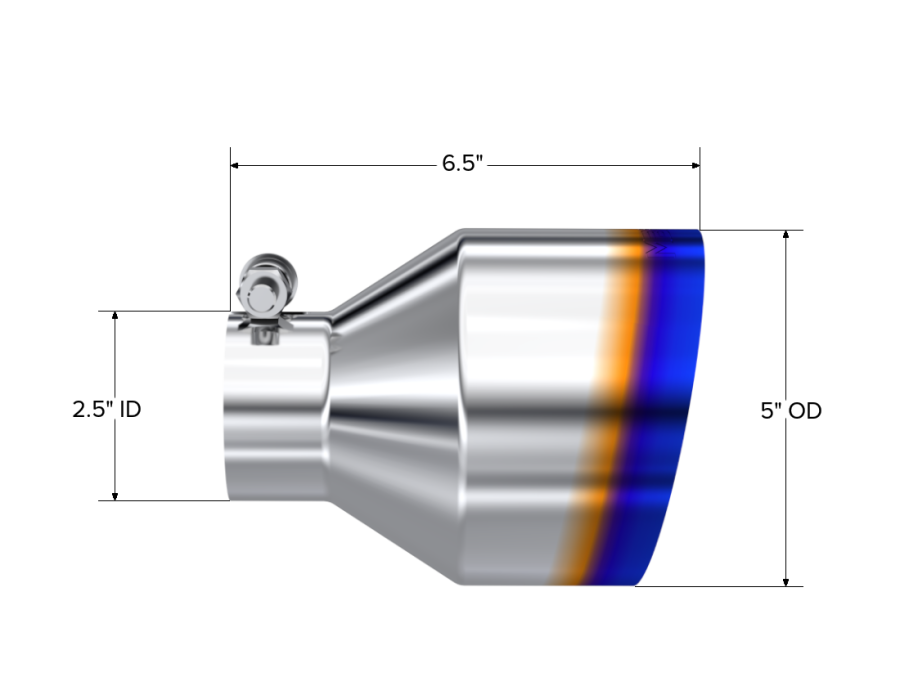 MBRP Exhaust - MBRP EXHAUST 2.5IN ID 5IN OD OUT 6.5IN LENGTH SINGLE WALL BURNT END T304 STAINLESS STEEL. - T5190BE - Image 2