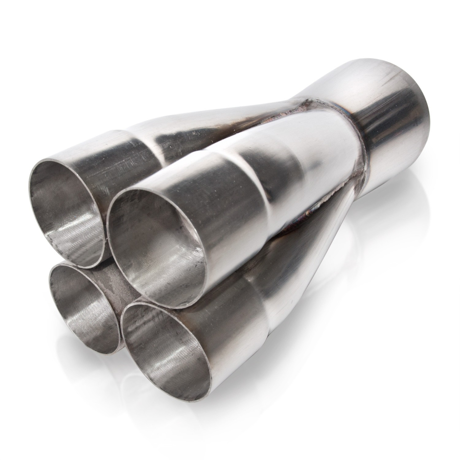 STAINLESS WORKS MERGE COLLECTOR SLIP-FIT STYLE, 1-7/8" PRIMARIES, 3" OUTLET, 304 STAINLESS STEEL. COLLECTOR WITH REVERSE CONE, ALL TIG WELDED. - MC4187-300