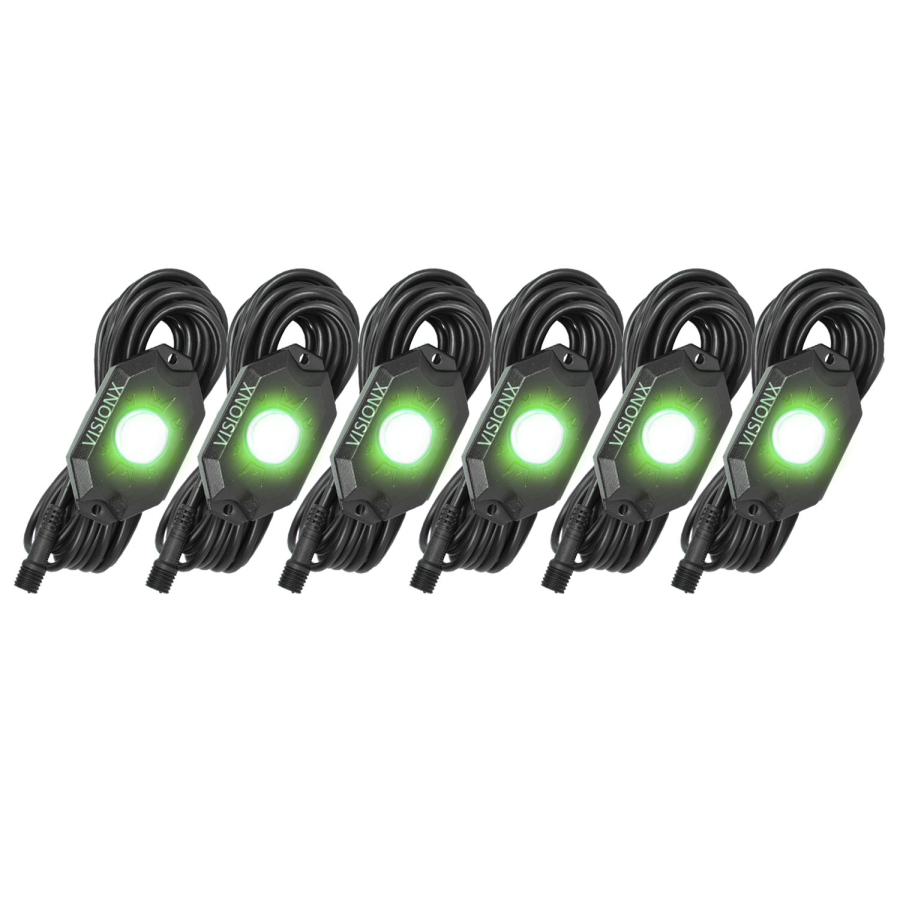 Vision X Lighting - VISION X LIGHTING 9 WATT LED ROCK LIGHT 6 POD KIT GREEN - 9929385 - Image 2