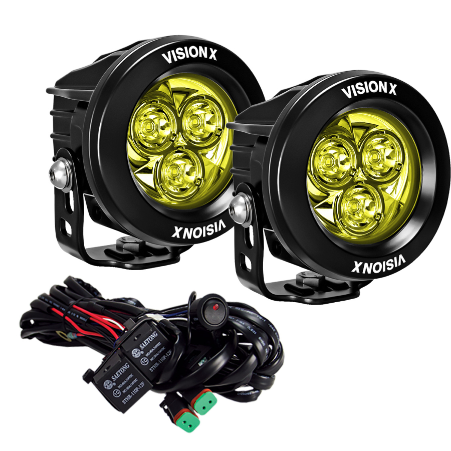 Vision X Lighting - VISION X LIGHTING PAIR OF 3.7" SELECTIVE YELLOW 3 LED CANNON CG2 LIGHTS INCLUDING HARNESS - 9945811 - Image 2