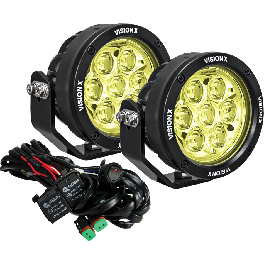 Vision X Lighting - VISION X LIGHTING PAIR OF 4.5" SELECTIVE YELLOW 7 LED CANNON CG2 LIGHTS INCLUDING HARNESS USING DT CONNECTORS - 9945828 - Image 2