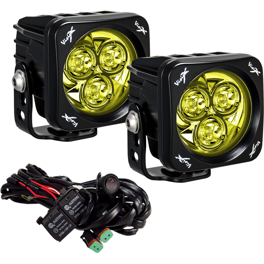 Vision X Lighting - VISION X LIGHTING PAIR OF 3.0" SQUARE SELECTIVE YELLOW 3 LED CANNON CG2 LIGHTS INCLUDING HARNESS - 9945880 - Image 2