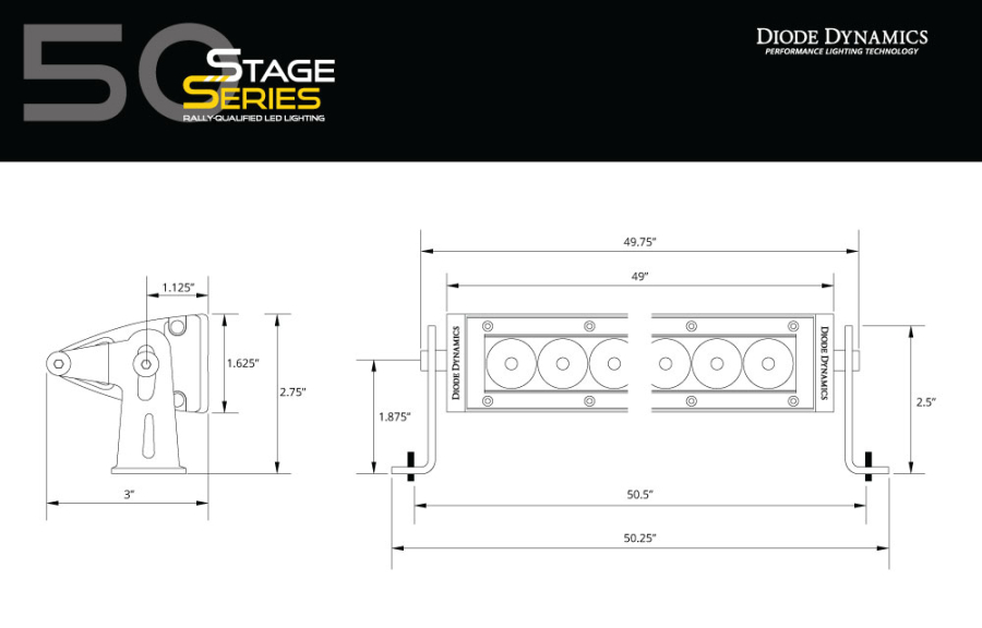 Diode Dynamics - Stage 50 Inch LED Light Bar Amber Flood - Image 6