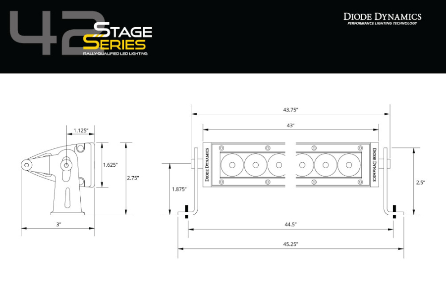 Diode Dynamics - Stage 42 Inch LED Light Bar Amber Flood - Image 6