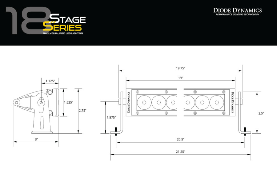 Diode Dynamics - Stage 18 Inch LED Light Bar Amber Flood - Image 6