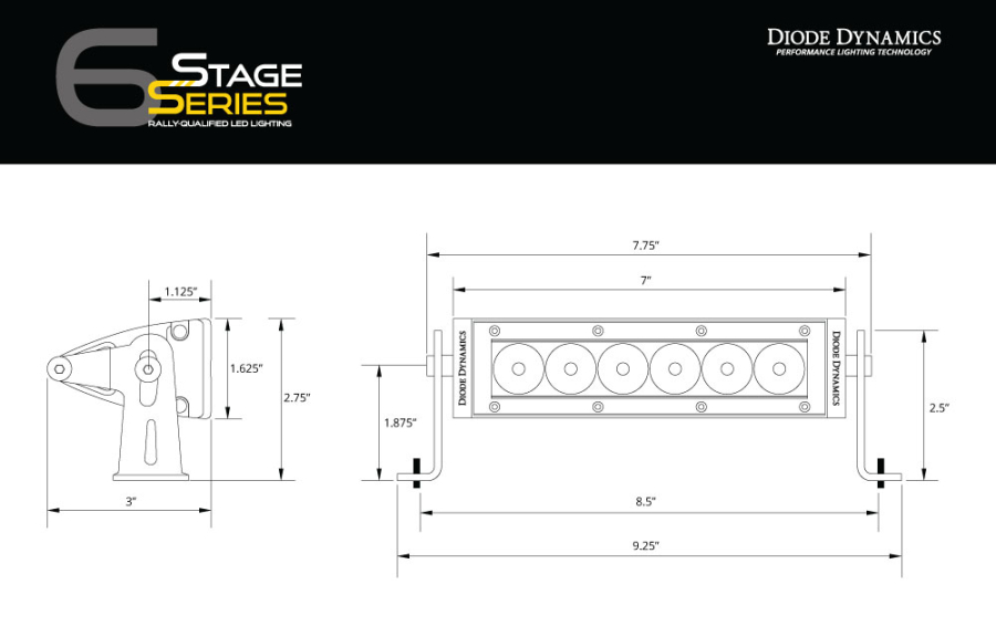 Diode Dynamics - Stage 6 Inch LED Light Bar Amber Flood - Image 8