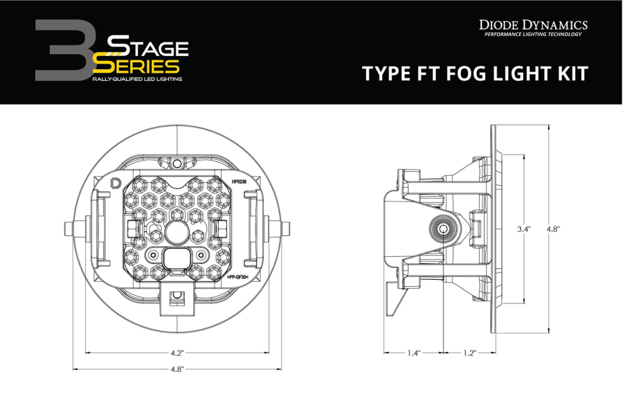 Diode Dynamics - Diode Dynamics SS3 LED Fog Light Kit for 2006-2010 Ford F-150 Yellow SAE Fog Max w/ Backlight - DD7026-ss3fog-1032 - Image 9