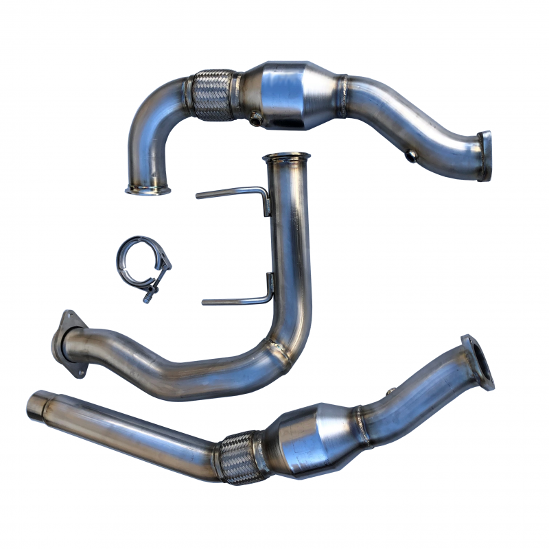 SPD Performance - 17-20 Ford F150 Raptor 3.5L 304SS Catted Downpipes, with built-in Turbo Adapters - Image 2