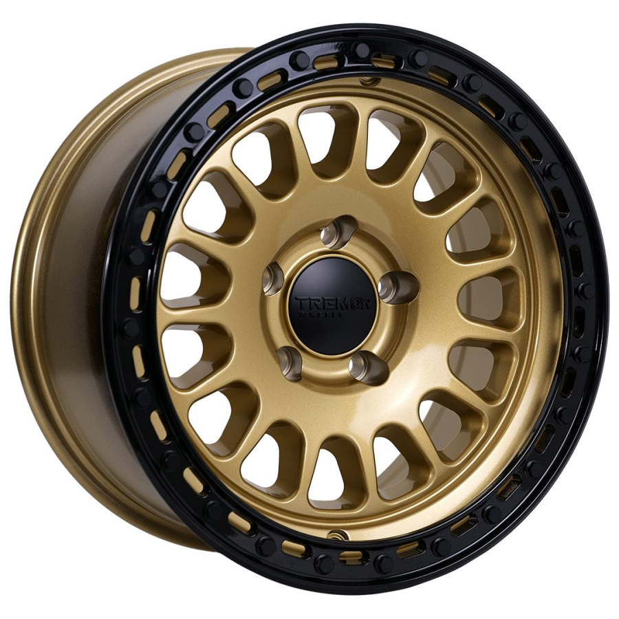 Tremrr Wheels - 104 Aftershock 17×8.5 6×135 +0mm offset 4.75″ backside 84.1mm hub bore Gloss Gold w/Gloss Black lip - Image 2