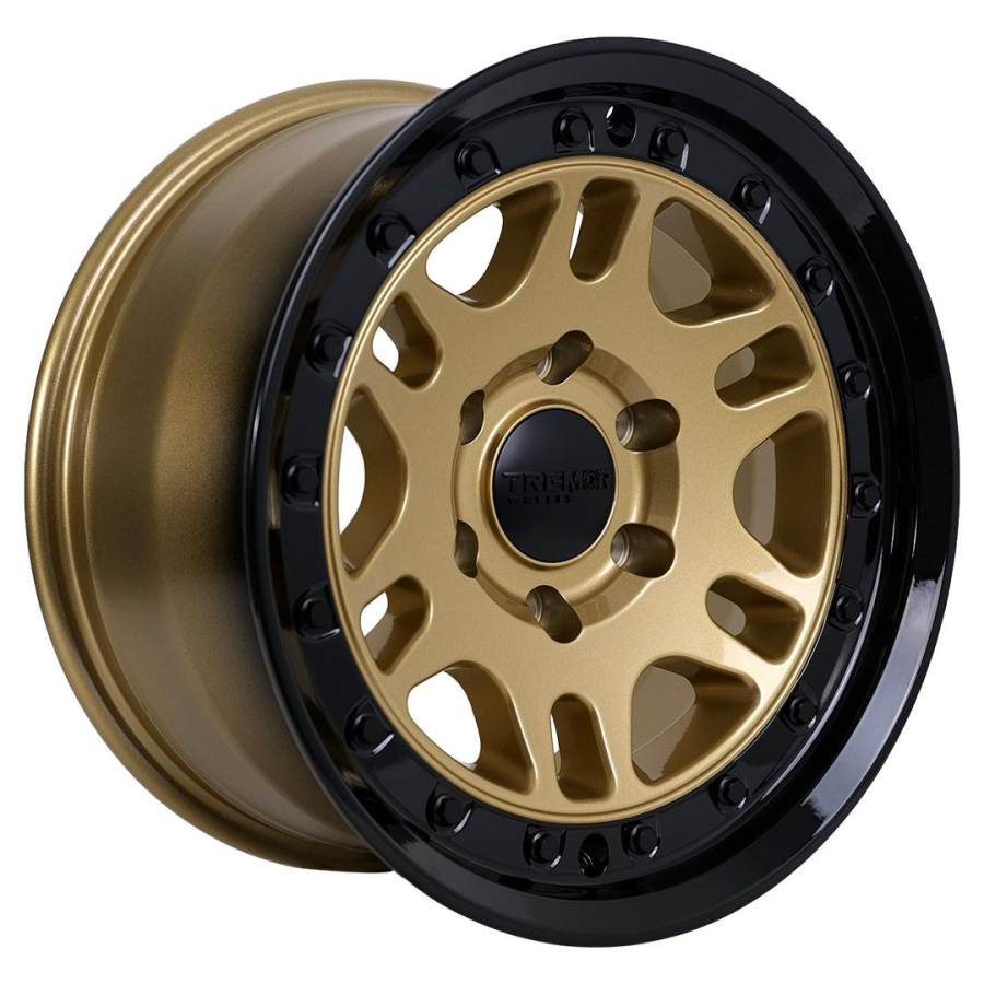 Tremrr Wheels - 105 Shaker 17×8.5 6×135 +0mm 87.1mm Hub Bore Gloss Gold w/ Gloss Black lip - Image 4